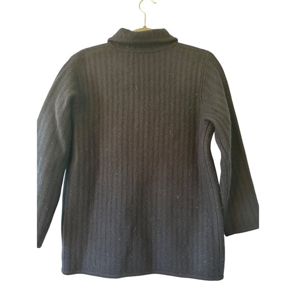 Vintage Herman Geist Womens Navy Ribbed Wool Cardigan Sweater Button-Front Pocke - Picture 3 of 11